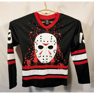 Friday The 13th Jason Voorhees Hockey Jersey Black Red White Size XS Horror